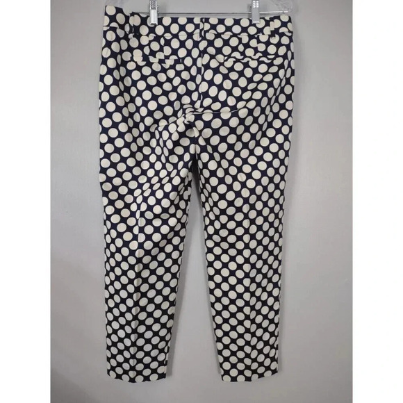 J. Crew Sz 8 Stretch City Fit Blue W/White Polka Dot Skimmer Pants W/Pockets - Picture 3 of 6